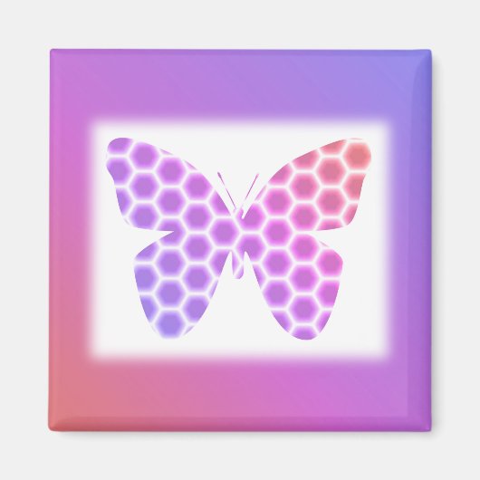 Farbenfrohe pfirsichrosa Lila geometrische Schmett Magnet (Vorne)