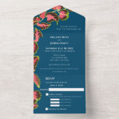 Farbenfrohe Pflanze auf blau mit 3 Mahlzeiten Opti All In One Einladung (Innen Boden)