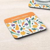 Farbenfrohe Pflanze Muster mit dem Namen Orange Getränkeuntersetzer (Linke Seite)