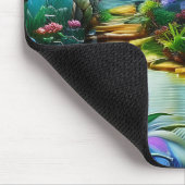 Farbenfrohe Pflanze und Friedlicher Wasserfall Gar Mousepad (Ecke)