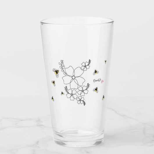 Farbenfrohe Pflanze und Hummelfarben Glas (Vorderseite)