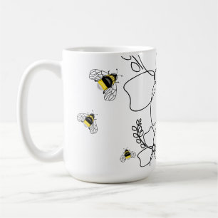 Farbenfrohe Pflanze und Hummelfarben Kaffeetasse