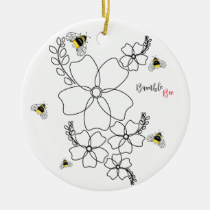 Farbenfrohe Pflanze und Hummelfarben Keramik Ornament