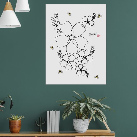 Farbenfrohe Pflanze und Hummelfarben Poster (Wohnzimmer 1)