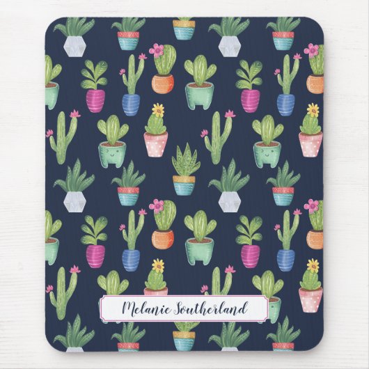Farbenfrohe Pflanze und Personalisierte Kaktus Mousepad (Vorne)
