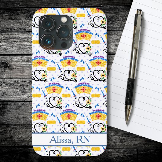 Farbenfrohe Pflegewerkzeuge für blaue Polka-Punkte Case-Mate iPhone Hülle