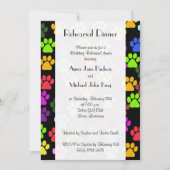 Farbenfrohe Pfoten, Paw-Muster, Probe-Dinner Einladung (Vorderseite)