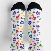 Farbenfrohe Pfotenabdrücke und Herzen Crew Socken (Oben)
