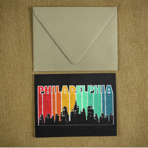 Farbenfrohe Philadelphia Retro Sunset Cityscape Postkarte