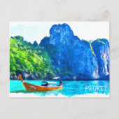 Farbenfrohe Phuket Thailand Wasserfarben Kunstwerk Postkarte (Vorderseite)