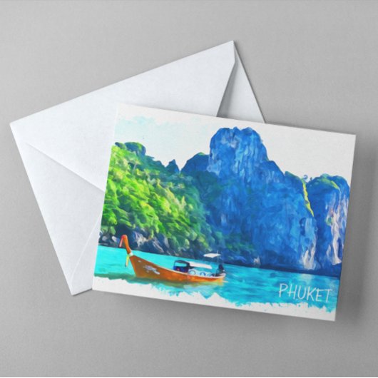 Farbenfrohe Phuket Thailand Wasserfarben Kunstwerk Postkarte