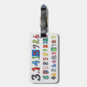 Farbenfrohe Pi Gepäckanhänger (Rückseite vertikal)