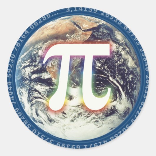 Farbenfrohe Pi - mathematischer Aufkleber (Vorderseite)