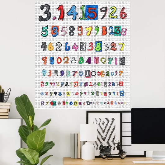 Farbenfrohe Pi Poster (Heimbüro)