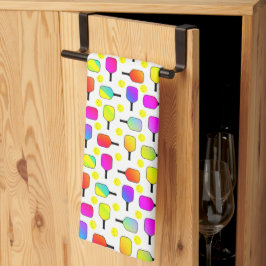 Farbenfrohe, pickleball Paddle, gelbes Pickleball Geschirrtuch