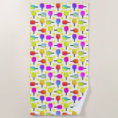 Farbenfrohe, pickleball Paddle, gelbes Pickleball Strandtuch (Vorderseite)