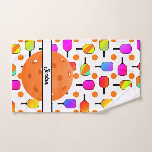 Farbenfrohe, pickleball Paddle, orange Personalisi Handtuch (Handtuch)