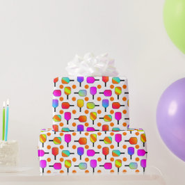 Farbenfrohe, pickleball Paddles, orange Pickleball Geschenkpapier