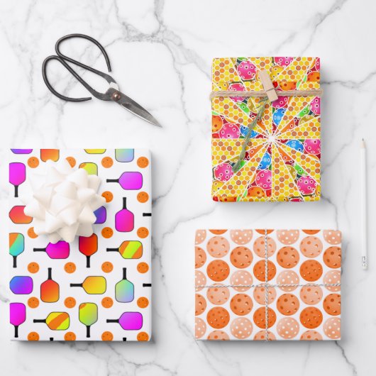 Farbenfrohe, pickleball Paddles, orange Pickleball Geschenkpapier Set (Vorderseite)