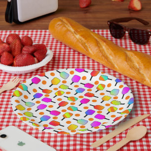 Farbenfrohe, pickleball Paddles, orange Pickleball Pappteller