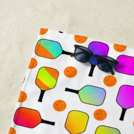 Farbenfrohe, pickleball Paddles, orange Pickleball Strandtuch