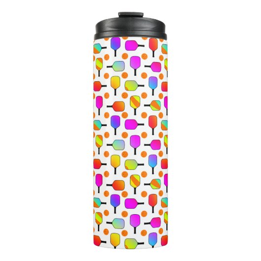 Farbenfrohe, pickleball Paddles, orange Pickleball Thermosbecher (Vorderseite)