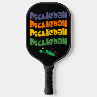 Farbenfrohe Pickleball und Text Pickleball Schläger