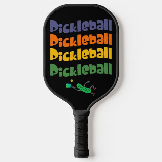 Farbenfrohe Pickleball und Text Pickleball Schläger (Vorderseite)