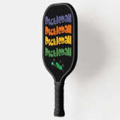 Farbenfrohe Pickleball und Text Schläger (Links)