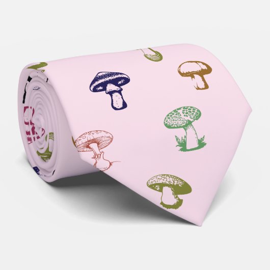 Farbenfrohe Pilze auf einem rosafarbenen Hintergru Krawatte (Gerollt)