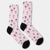 Farbenfrohe Pilze auf einem rosafarbenen Hintergru Socken (Rechts)