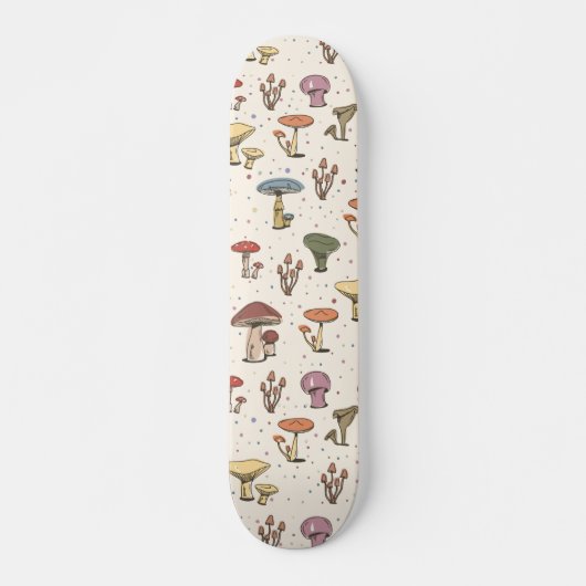 Farbenfrohe Pilze Doodle Muster Skateboard (Vorne)