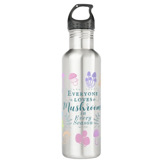 Farbenfrohe Pilze Edelstahlflasche (Vorderseite)