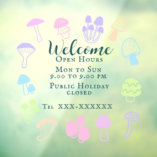 Farbenfrohe Pilze Fensteraufkleber (Blatt 3)