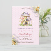 Farbenfrohe Pilze Gold Rose Polka Dots Einladung (Stehend Vorderseite)