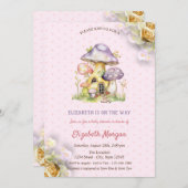 Farbenfrohe Pilze Gold Rose Polka Dots Einladung (Vorne/Hinten)