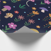 Farbenfrohe Pilze mit Muster aus weißer Blume Geschenkpapier (Ecke)