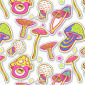 Farbenfrohe Pilze : Muster der Phantastischen magi Aufkleber (Vorderseite)