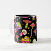 Farbenfrohe Pilze : Muster der Phantastischen magi Zweifarbige Tasse (Vorderseite Links)