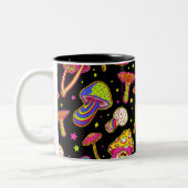 Farbenfrohe Pilze : Muster der Phantastischen magi Zweifarbige Tasse (Links)