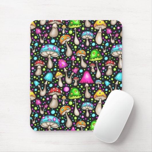 Farbenfrohe Pilze Nahtloses Muster Mousepad (Mit Mouse)