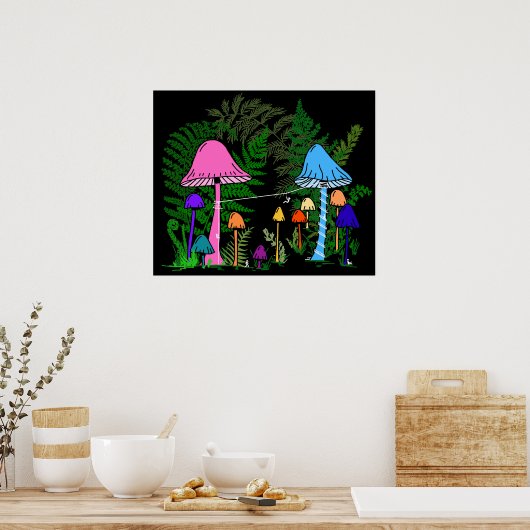 Farbenfrohe Pilze Poster (Küche)