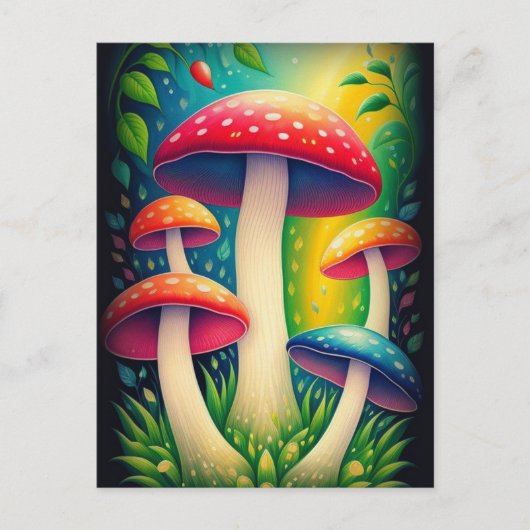 farbenfrohe Pilze Postkarte (Vorderseite)
