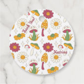 Farbenfrohe Pilze, Regenbogen und Daisis Muster Geschenkanhänger (Rückseite)