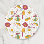 Farbenfrohe Pilze, Regenbogen und Daisis Muster Geschenkanhänger (Vorderseite)