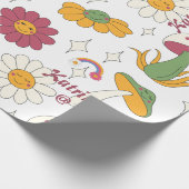 Farbenfrohe Pilze, Regenbogen und Daisis Muster Geschenkpapier (Ecke)