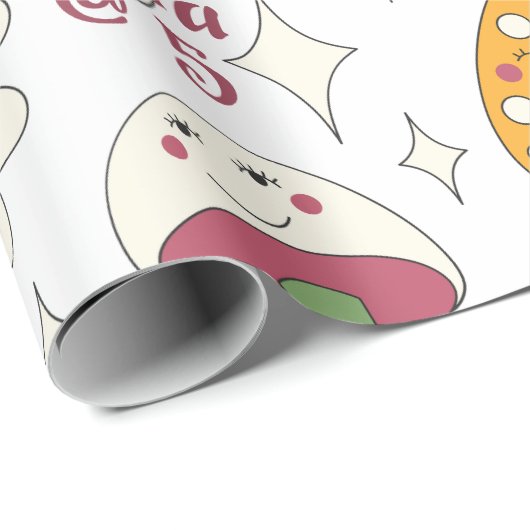 Farbenfrohe Pilze, Regenbogen und Daisis Muster Geschenkpapier (Rolleneckpunkt)