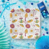 Farbenfrohe Pilze, Regenbogen und Daisis Muster Pappteller (Party)