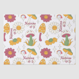 Farbenfrohe Pilze, Regenbogen und Daisis Muster Seidenpapier