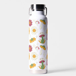 Farbenfrohe Pilze, Regenbogen und Daisis Muster Trinkflasche